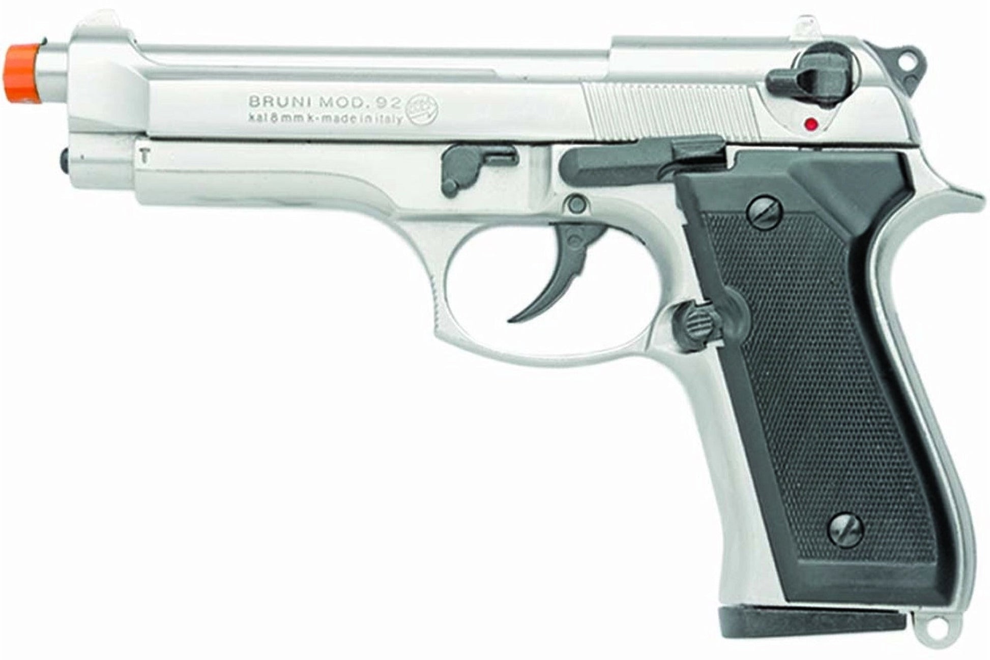 Bruni M92 Semi Automatic 9mm Front Firing Blank Gun, Nickel - TCN VAULT