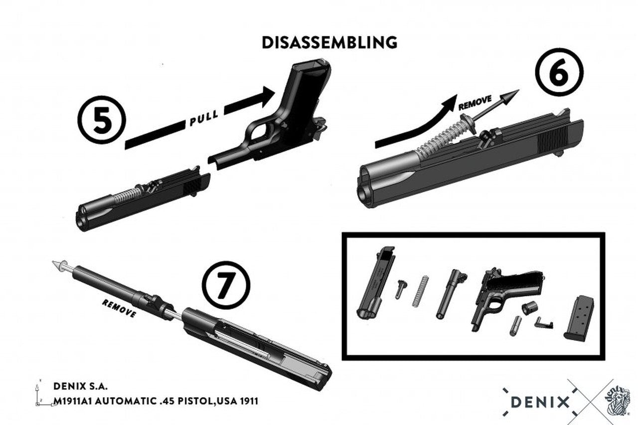 Denix M1911 Non-Firing Field Strippable Prop Gun in Black