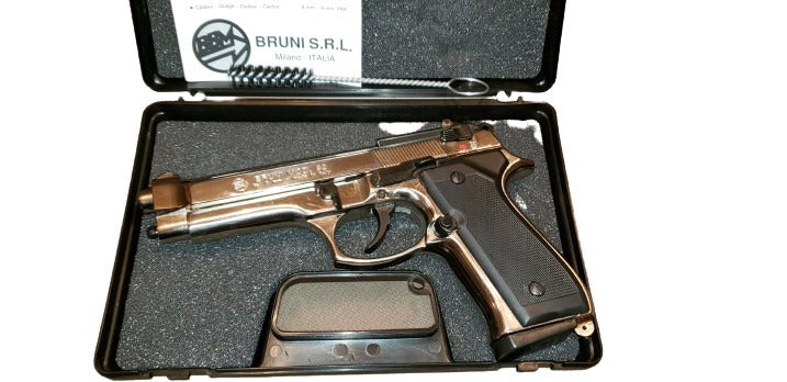 Bruni 92 Semi Automatic Top Firing Blank Gun In Nickel Finish - TCN VAULT