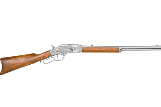 Winchester 1873 Silver Engraved Lever Action Non Firing Rifle - TCN VAULT