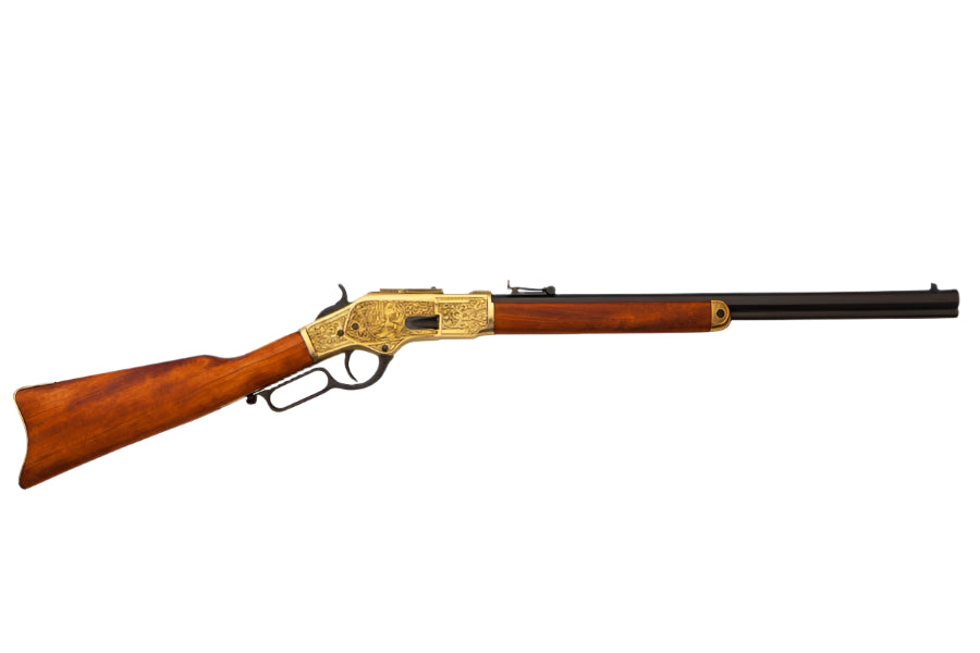 Winchester 1873 Brass Engraved Lever Action Non-Firing Prop Rifle - TCN VAULT