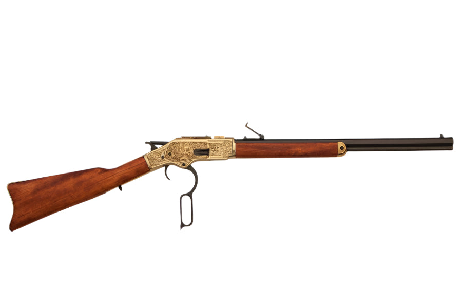 Winchester 1873 Brass Engraved Lever Action Non-Firing Prop Rifle - TCN VAULT