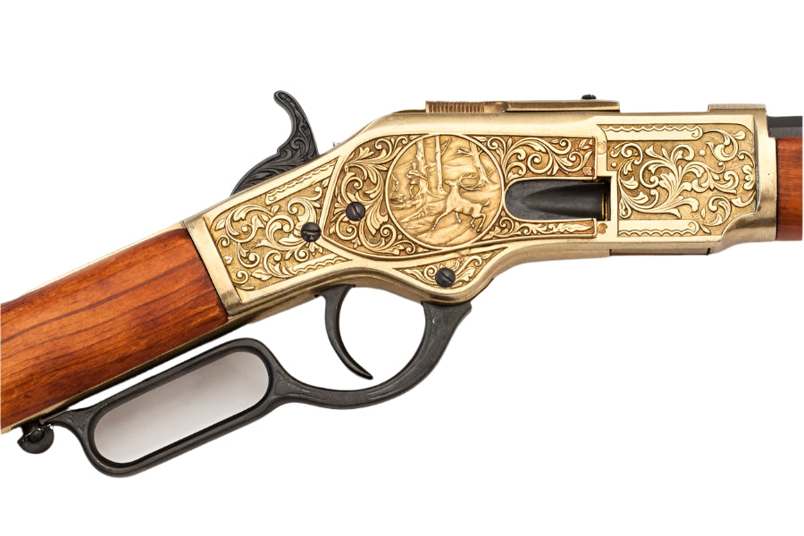 Winchester 1873 Brass Engraved Lever Action Non-Firing Prop Rifle - TCN VAULT