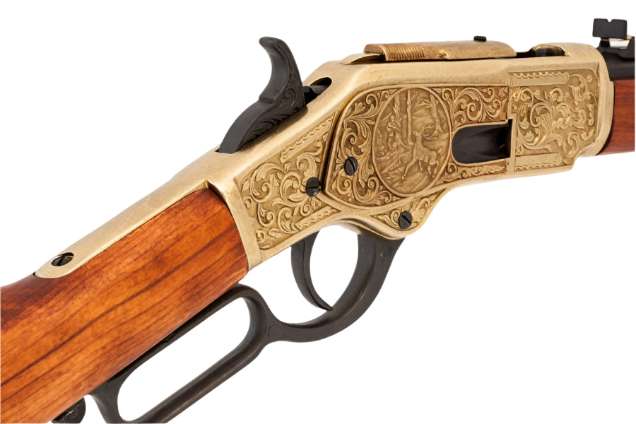 Winchester 1873 Brass Engraved Lever Action Non-Firing Prop Rifle - TCN VAULT