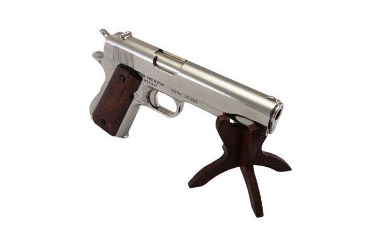 Colt 1911A1 Non-Firing Gun, Nickel With Wood Grips - TCN VAULT