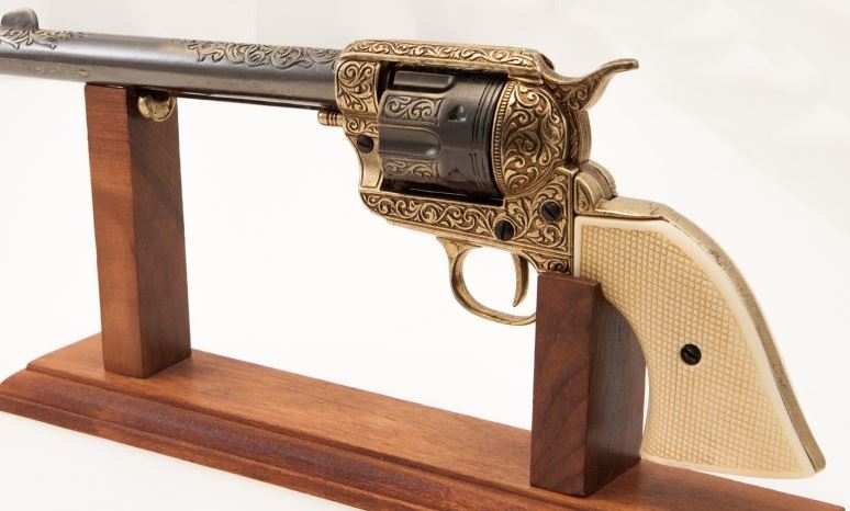 Gold Engraved Non-Firing Revolver With Faux Ivory Grips - TCN VAULT