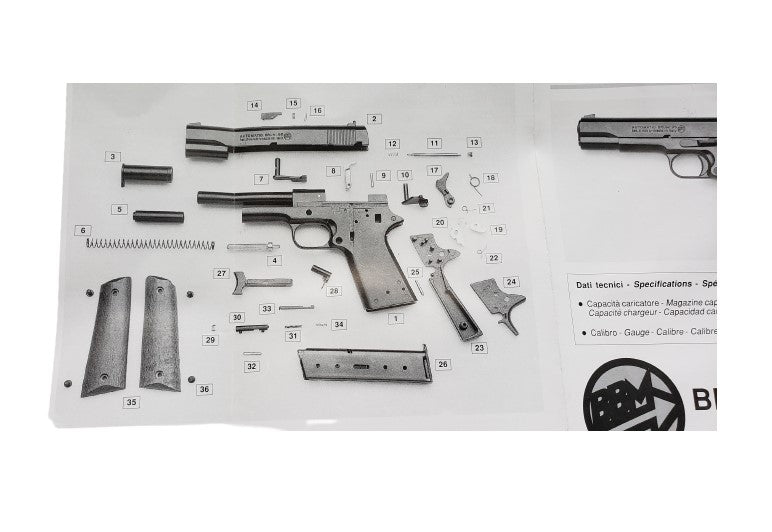 Bruni M1911 Automatic Top Firing Blank Gun in Black - TCN VAULT