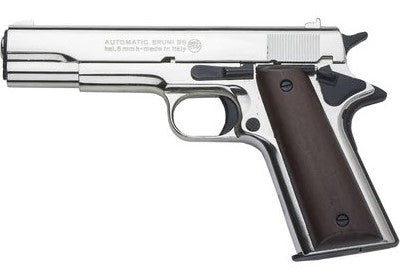 Bruni M1911 Automatic 8mm Top Firing Blank Gun, Nickel - TCN VAULT