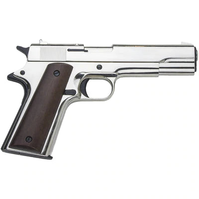 Bruni M1911 Automatic 8mm Top Firing Blank Gun, Nickel - TCN VAULT