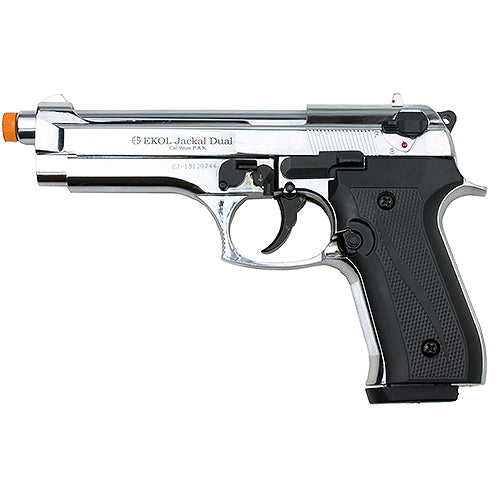 EKOL Jackal Dual Automatic 9mm Front Firing Blank Gun, Nickel - TCN VAULT