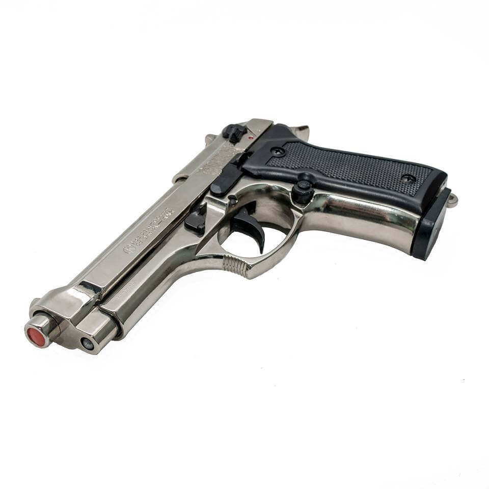 Bruni 92 Semi Automatic Top Firing Blank Gun In Nickel Finish - TCN VAULT