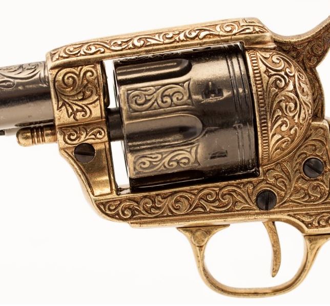 Gold Engraved Non-Firing Revolver With Faux Ivory Grips - TCN VAULT