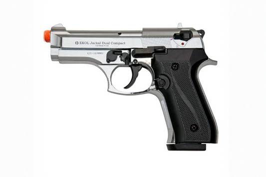 EKOL Jackal Dual Compact 9mm Automatic Blank Gun, Nickel - TCN VAULT