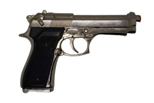 Military Beretta M92 Non-Firing Movie Prop Gun, Nickel - TCN VAULT