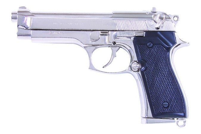 Military Beretta M92 Non-Firing Movie Prop Gun, Nickel - TCN VAULT