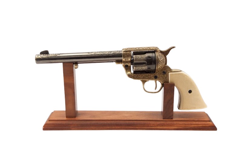 Gold Engraved Non-Firing Revolver With Faux Ivory Grips - TCN VAULT