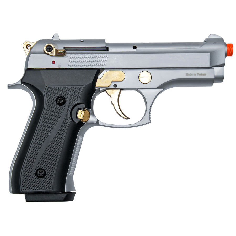 EKOL Firat Compact 9mm Front Firing Blank Gun, Nickel with Gold Accent - TCN VAULT