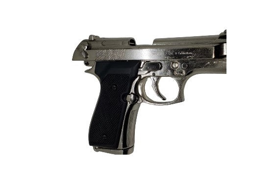 Military Beretta M92 Non-Firing Movie Prop Gun, Nickel - TCN VAULT