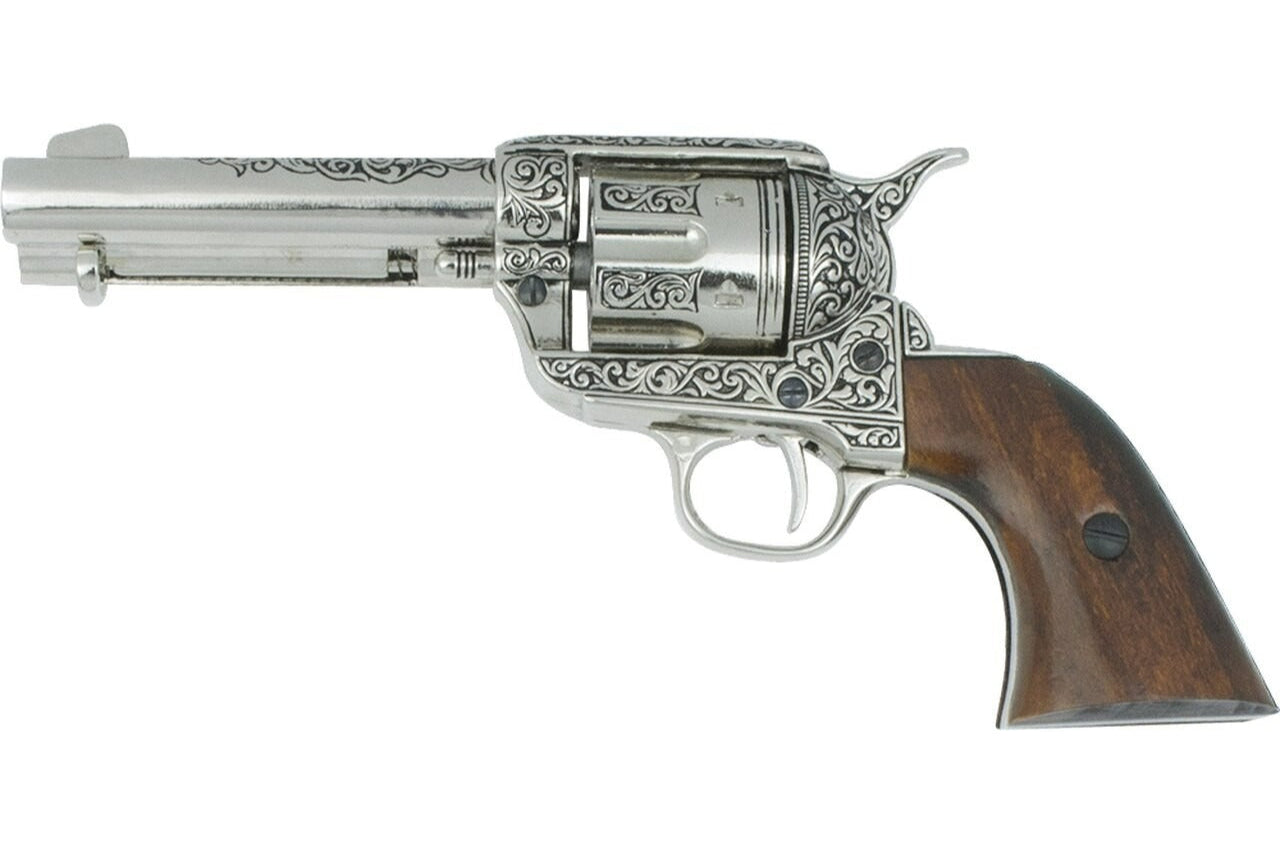 CA Classic Engraved M1873 Fast Draw Non Firing Revolver, Nickel - TCN VAULT