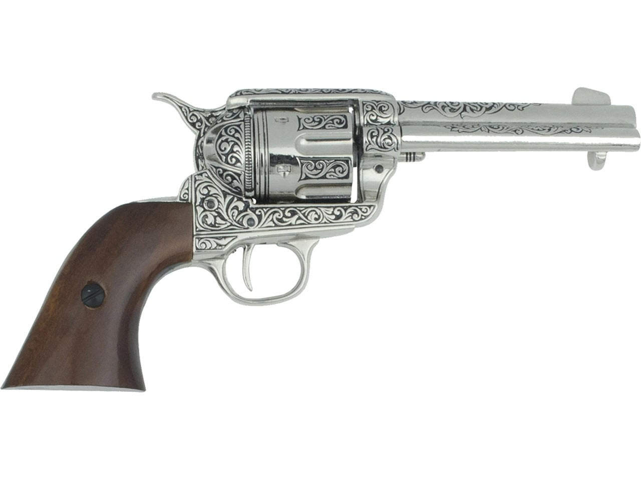 CA Classic Engraved M1873 Fast Draw Non Firing Revolver, Nickel - TCN VAULT