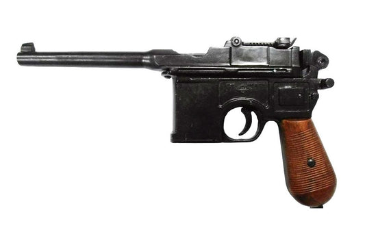 WWII Mauser 1896 Automatic Non Firing Gun with Wood Lacquered Handles - TCN VAULT