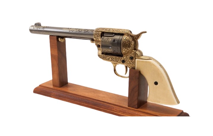 Gold Engraved Non-Firing Revolver With Faux Ivory Grips - TCN VAULT