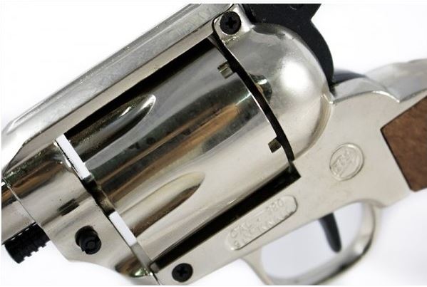 Bruni 1873 Fast Draw Blank Firing Revolver, Nickel - TCN VAULT