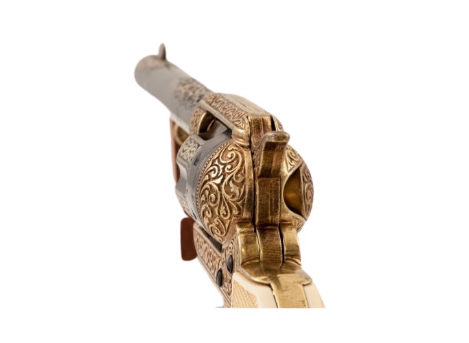 Gold Engraved Non-Firing Revolver With Faux Ivory Grips - TCN VAULT