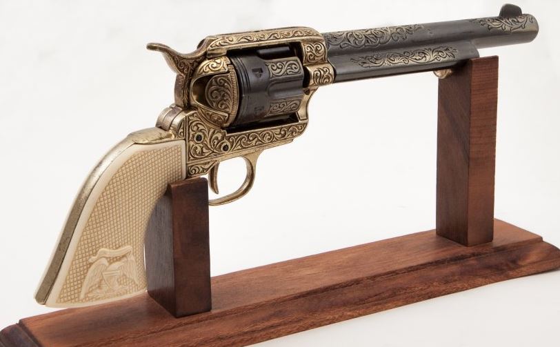 Gold Engraved Non-Firing Revolver With Faux Ivory Grips - TCN VAULT