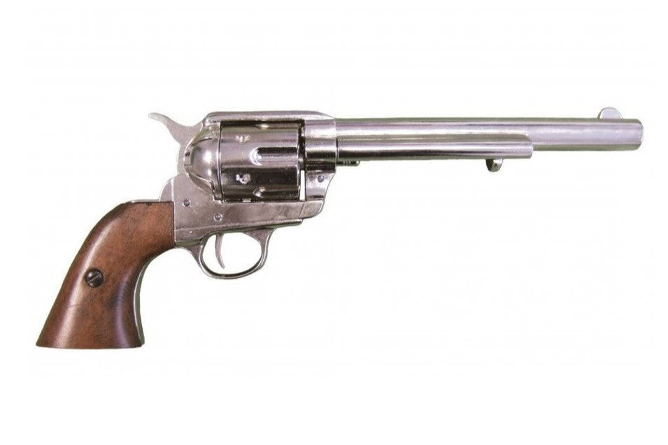 SAA Colt 1873 Cal. 45 Peacemaker Non-Firing Revolver in Nickel Finish - TCN VAULT