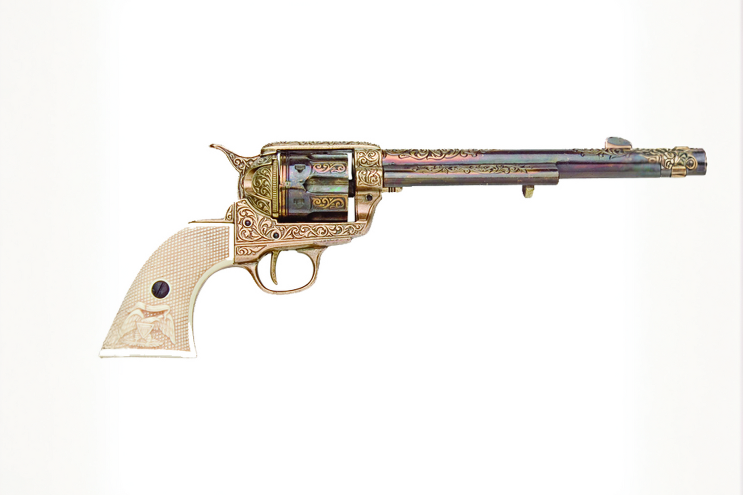 Gold Engraved Non-Firing Revolver With Faux Ivory Grips - TCN VAULT